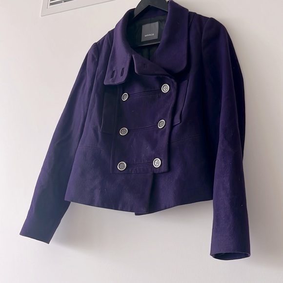 MARCS Wool Purple Double Breasted Winter Cropped Coat Jacket - Picture 6 of 9